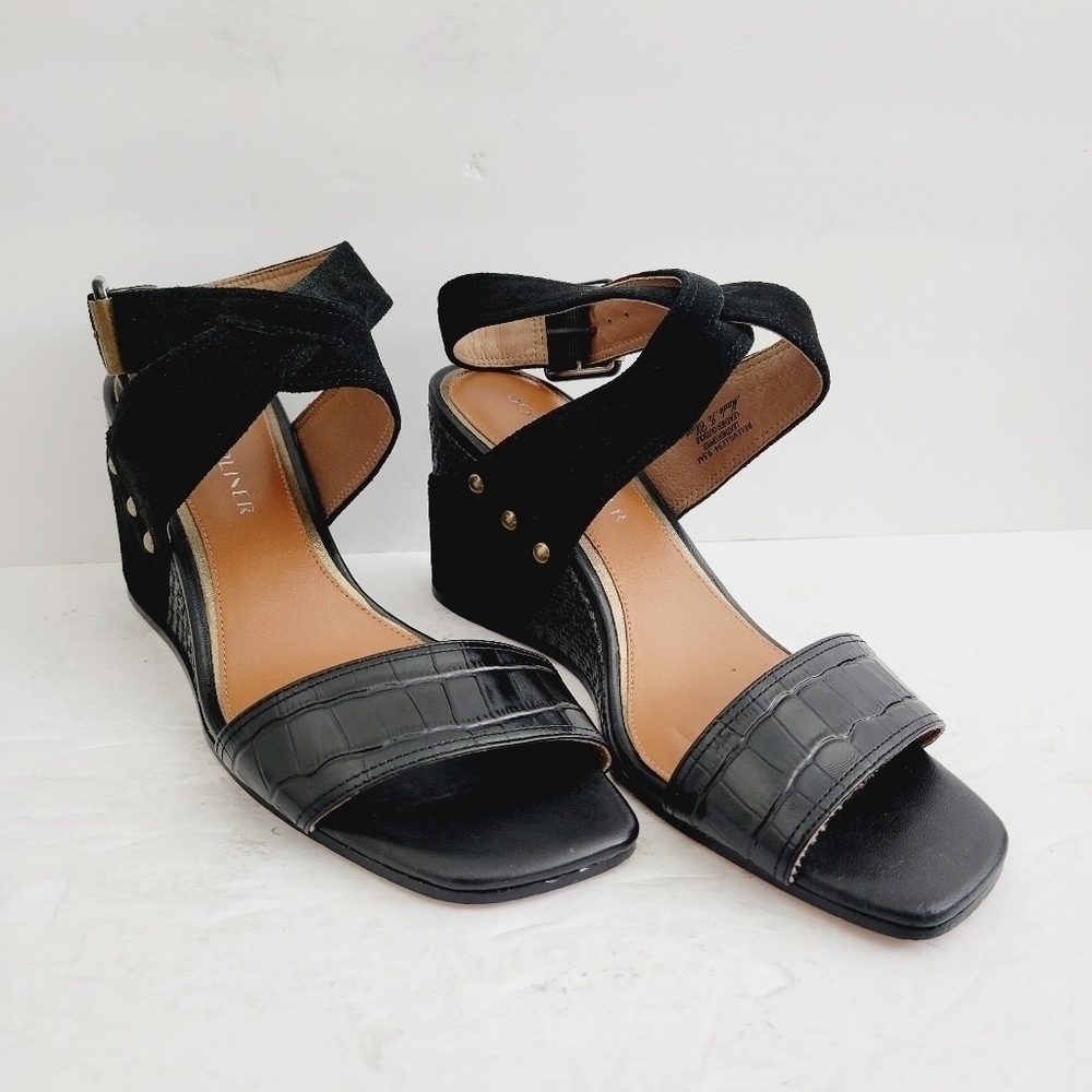 New Donald Pliner Women's Bellville Suede Crocco Wedge Sandals, Size 9,5